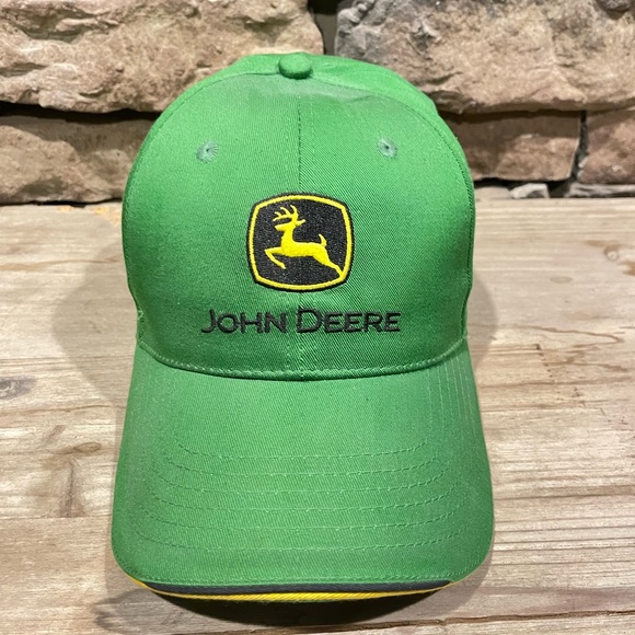 John Deere K Products Hat Cap Green with Yellow Embroidery Yellow Piping - Picture 1 of 6